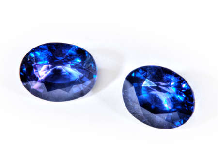 Blue beauty diamonds isolated on white . の写真素材