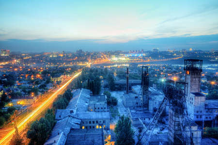 Evening urban landscape of Donetsk, East Europe, Ukraineの写真素材