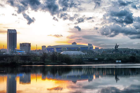 Evening urban landscape of Donetsk, East Europe, Ukraineのeditorial素材