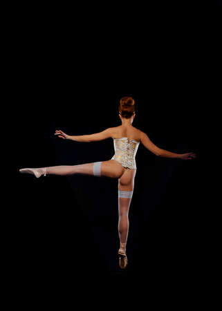 picture of dancing naked redhead over blackの写真素材