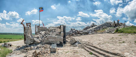 Damaged during the July fighting memorial complex on the top of the Saur-Graves (as a result of attacks in August 2014 was completely destroyed)の写真素材