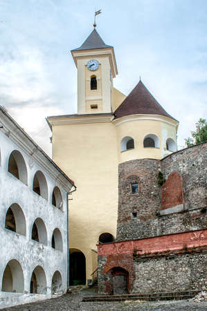 View of old Palanok Castle or Mukachevo Castle, Ukraine, built in 14th centuryのeditorial素材