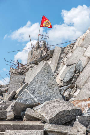 Damaged during the July fighting memorial complex on the top of the Saur-Graves (as a result of attacks in August 2014 was completely destroyed)の写真素材