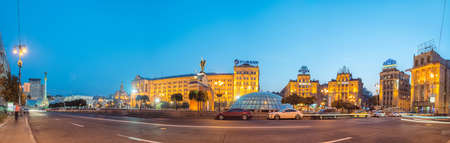 Evening Independence Square Kiev, Ukraineの写真素材
