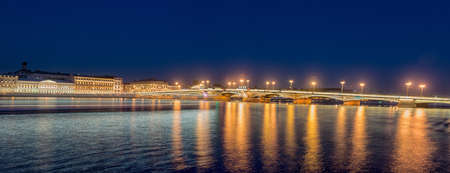 Annunciation Bridge, the drawbridge, the bridge on the river Neva, Saint Petersburg, Russia.の写真素材