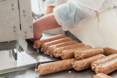 Meat plant traditional sausage during the preparation