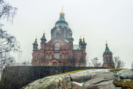 Uspenski Cathedral is an Eastern Orthodox cathedral in Helsinki, Finland, dedicated to the Dormition of the Theotokos (the Virgin Mary).の写真素材