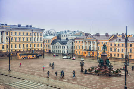 HELSINKI, FINLAND - JANUARY 28, 2017: City landscape. Senate Squareのeditorial素材