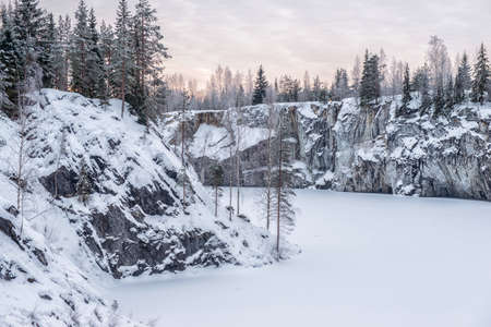 Marble kanyon in Ruskeala, Karelia in winter, Russiaの写真素材