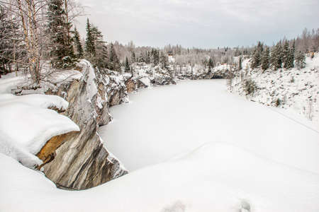Marble kanyon in Ruskeala, Karelia in winter, Russiaの写真素材