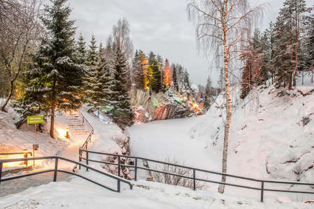 Marble kanyon in Ruskeala, Karelia in winter, Russiaの写真素材
