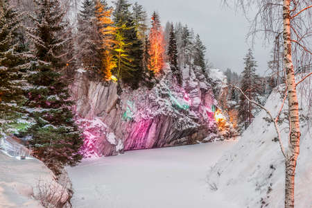 Marble kanyon in Ruskeala, Karelia in winter, Russiaの写真素材