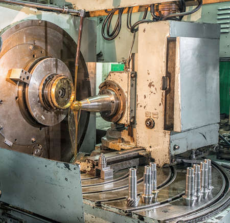 Facing operation of a metal blank on turning machine with cutting toolのeditorial素材