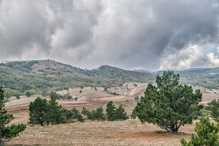 The Mount Ai-Petri over the Black Sea in Crimea, Russia. Ai-Petri is one of the highest mountains in Crimea and tourist attraction.の写真素材