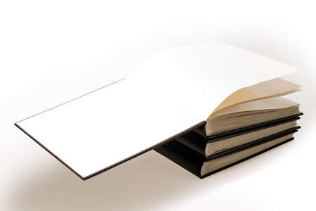 different sizes albums and books on a white background