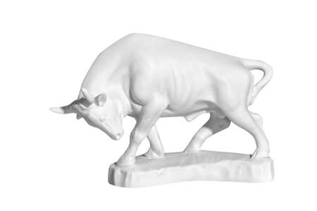 statue of a bull on a white backgroundの写真素材