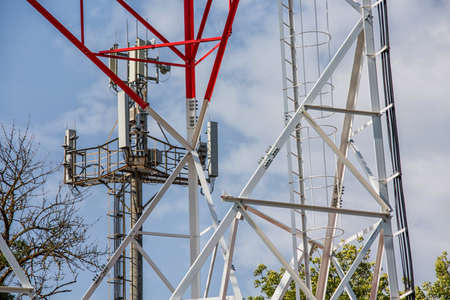 Communication building antenna and blue sky