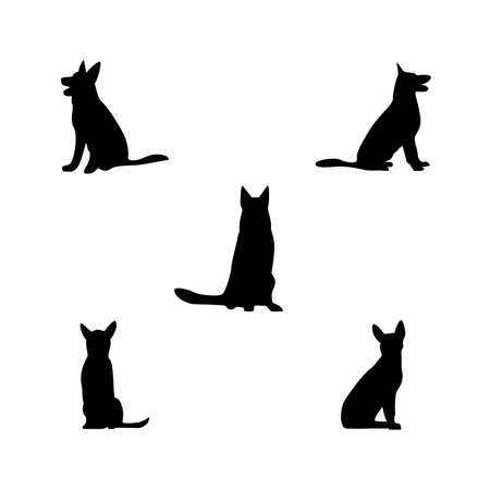 sitting shepherd dog silhouette imageのイラスト素材