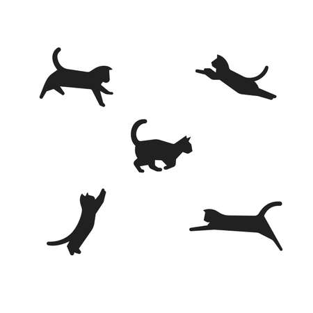 jumping cat silhouette in minimal, simple styleのイラスト素材