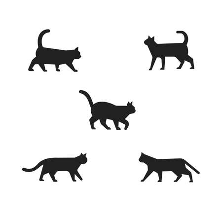Walking Cat Silhouette Vector in minimal, simple styleのイラスト素材