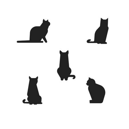 sitting cat silhouette in minimal, simple styleのイラスト素材