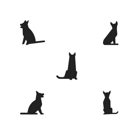 Sitting Shepherd dog silhouette in minimal, simple styleのイラスト素材