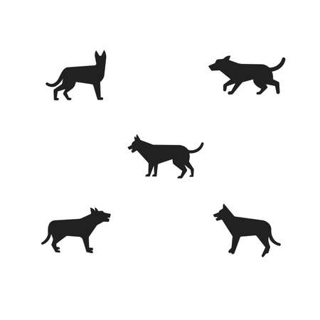 Standing walking shepherd dog silhouette in minimal, simple styleのイラスト素材