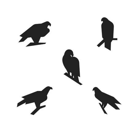 Sitting eagle silhouette vector in minimal, simple styleのイラスト素材
