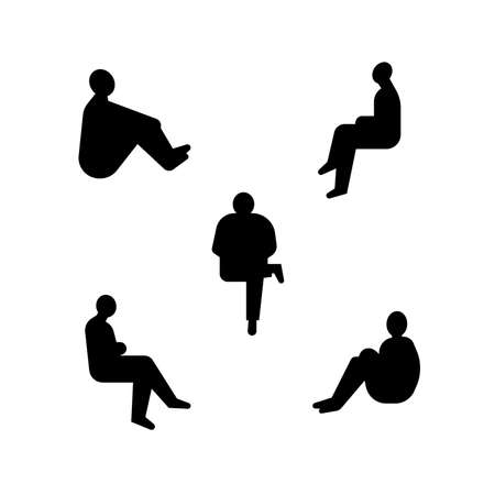 Sitting people Silhouette Vector in minimal, simple styleのイラスト素材