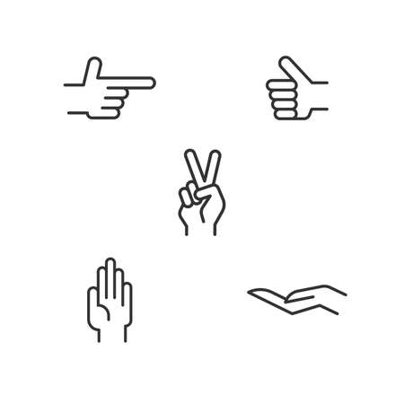 Hand Icon Set vector in minimalist, line art styleのイラスト素材