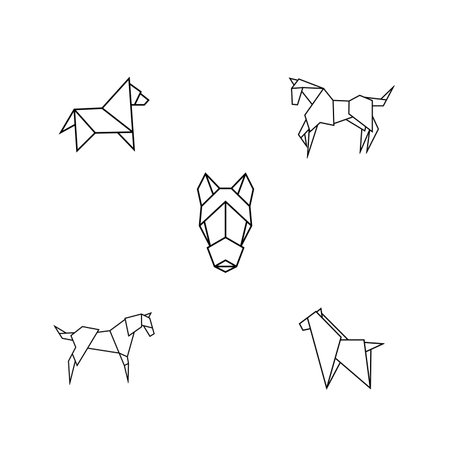 Horse Origami Geometric Vectorのイラスト素材