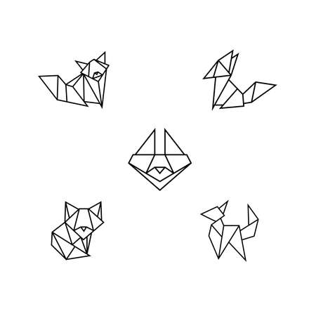 Fox Origami Geometric Vectorのイラスト素材