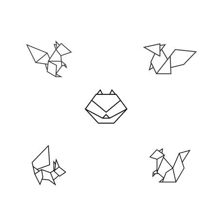 Squirrel Origami Geometric Vectorのイラスト素材