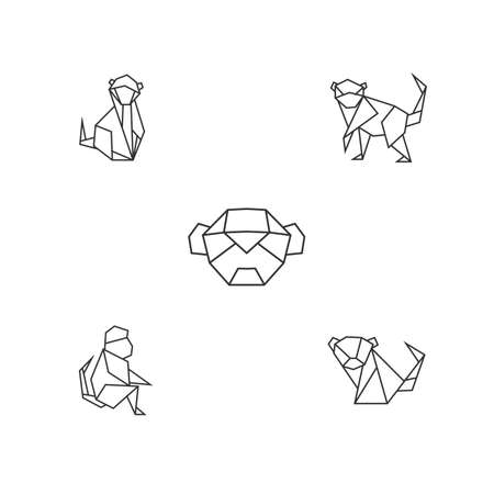Monkey Origami Geometric Vectorのイラスト素材