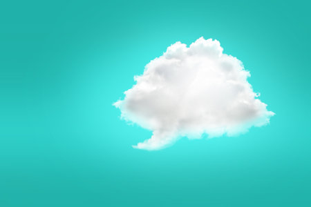 Cloud shape empty speech at green background.