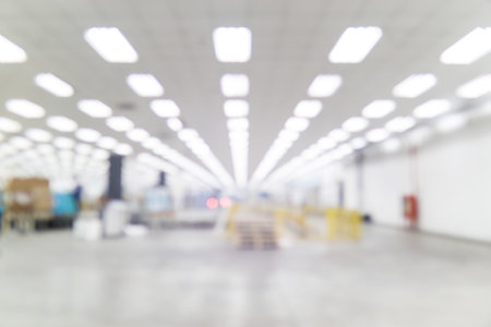 Abstract blurred of factory and warehouse. blurred image background.の写真素材