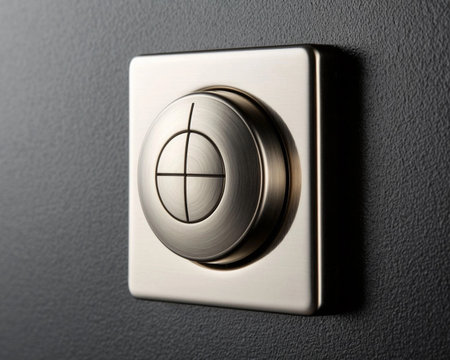 Close-up of a light switch on a gray wall. Selective focus.の素材