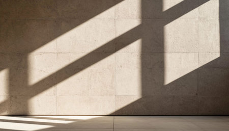 Empty room with shadow overlay on the concrete wallの素材