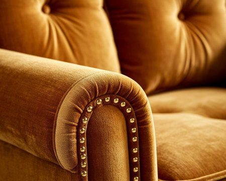 Close up of brown leather sofa with pearls, vintage tonedの素材