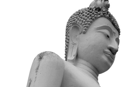 Face of budda statue Ayutthaya, Black and white の写真素材