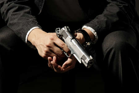 Man Holding Gun.の写真素材