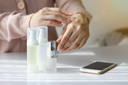 Cosmetic bottle containers blank label for branding mock-up, Hand cream, Skin product.の写真素材