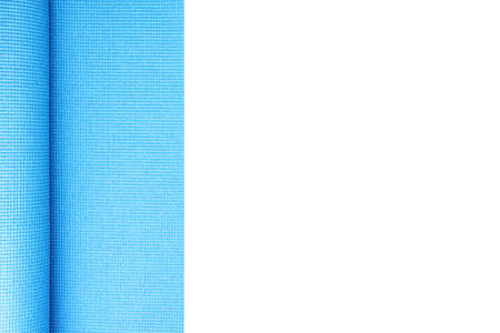 Blue Yoga Mat with White Background, Yoga mat texture.の写真素材