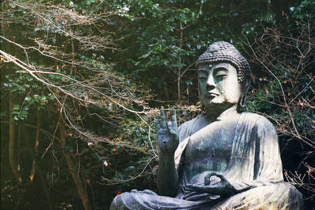 Japanese buddha statue, Seated Buddha statue at temple in Japan.の写真素材