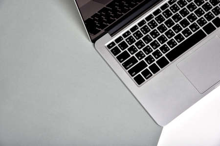 Workspace office desk and laptop, Notebook computer minimal style. の写真素材