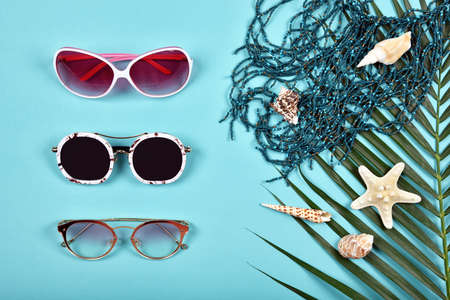 Summer accessories, Set of fashion sunglasses.
