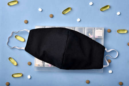 Face mask and antioxidant vitamin, Self protection from Covid-19 flu virus outbreak pandemic,...