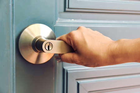 Door knob handle dirty cumulative with bacteria, Germ or virus spreading on public surface, Pandemic...