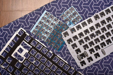 Disassembly mechanical keyboard, Modified custom keyboard with PCB switch pad stickers for adjust...