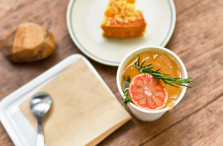 Dessert and drinks, Lemonade tea and homemade cheesecake crumble, Cafe hopping lifestyle.